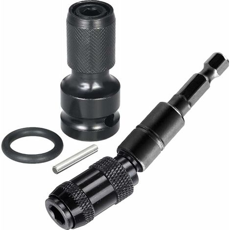 Ensemble de 2 adaptateurs pour douilles carrées 1/2 pouce vers hexagonales 1/4 pouce, convertisseur pour clé à cliquet sans clé et porte-embouts de tournevis. (1/5)