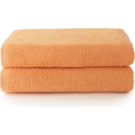 Lot de 2 Grandes Serviettes de Bain - Grandes Serviettes de Douche - Serviette de Bain de 100 x 150 cm - Papaye (1/5)