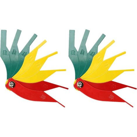 Set di 2 misuratori di spessore per guarnizioni dei freni, set 8 in 1, strumento di misurazione con codice colore/SAE e metrico/per impieghi gravosi per guarnizioni dei freni (1/3)