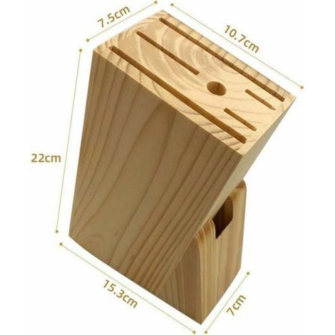 Bloc à couteaux en bois porte-couteau de comptoir organisateur de couteaux avec fente pour ciseaux pour porte-couteau de cuisine (1/4)