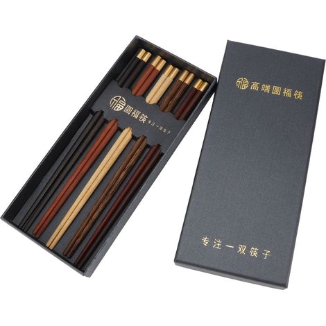 Baguettes en bois réutilisables, ustensiles de table, baguettes à sushi, cadeaux, ustensiles de cuisine pour la maison (1/5)