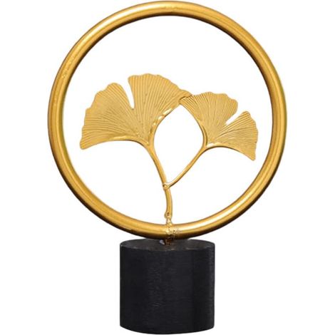 Statuina di foglia di ginkgo dorata (1 pezzo), ornamento in metallo, pezzo decorativo in ferro, oggetto da collezione per soggiorno, camera da letto, biblioteca, mobile TV, ufficio, arredamento per la