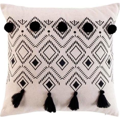 Coussin Déco Imprimé "Nalika" 40x40cm Naturel (1/3)