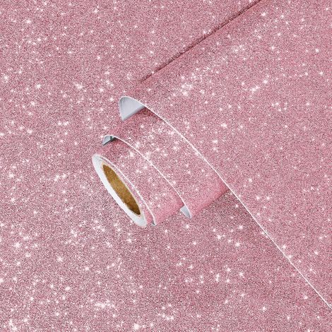 Papier Peint Rose Paillettes pour Chambre Fille Rouleau Adhesif Pour Meuble Coiffeuse Papier Peint Decoratif Paillettes Rose Revetement Adhesif Meuble Papier Peint Autocollant 40cm x 200cm (1/5)