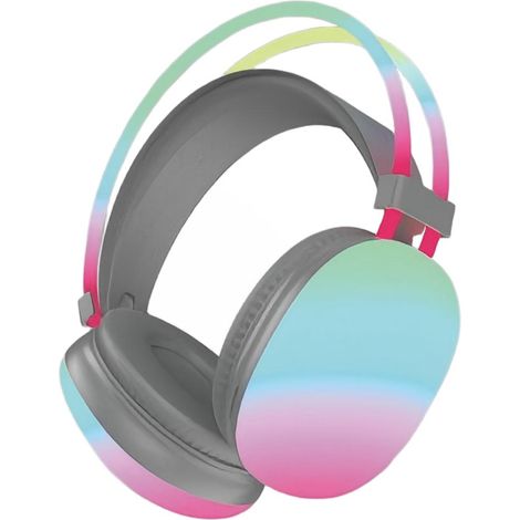 Fones de ouvido Bluetooth com luzes LED / ajuste confortável / cancelamento de ruído inteligente  - cinza.
