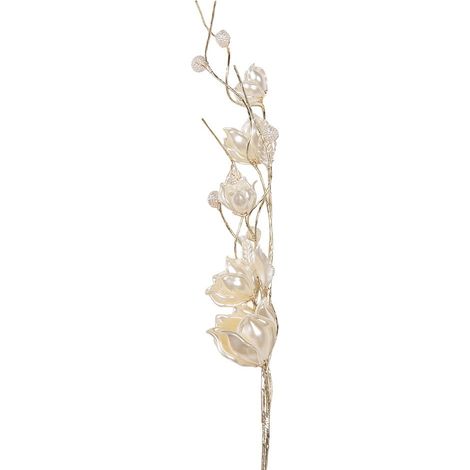 Branche décorative artificielle avec fleurs en plastique blanc pour vase 6 x 6 x 62 cm - PANGIVO (1/2)