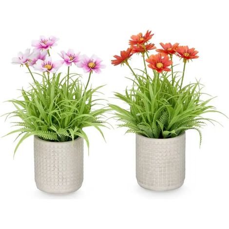 Blumentopf aus Beton 18 x 18 x 23 cm mit floralem Design, assortiert