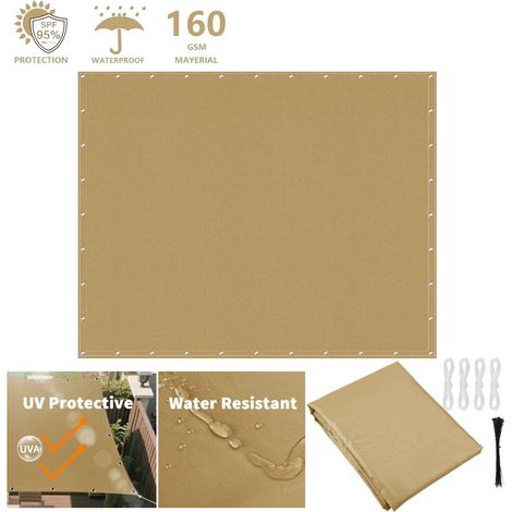 Store extérieur imperméable (jaune sable, 2 x 2 m), protection UV 95 %, brise-vue pour jardin (1/5)
