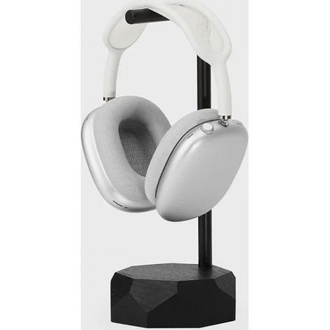 Support pour casque audio - Chêne massif noir - Support en bois véritable - Design élégant et épuré pour votre bureau (1/5)