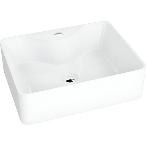 Vasque a poser lavita vasque a poser elegante et compacte produit en porcelaine de haute qualite rectangulaire 475x37x14 cm blanc