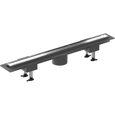 Canalina doccia 70 cm in alluminio reversibile scarico centrale, sifone e piletta inclusi (1/4)