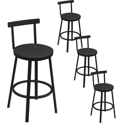 WOLTU taburetes de cocina, juego de 4, taburetes de bar, taburetes altos para cocina comedor estudio, estilo industrial, negro