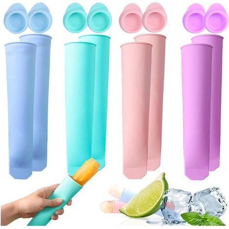 Lot de 8 Moule à Glace en Silicone Popsicle Mold Réutilisables Moule Glace Silicone Pour glace à l'eau parfaits Bebe Enfant adulte (1/5)