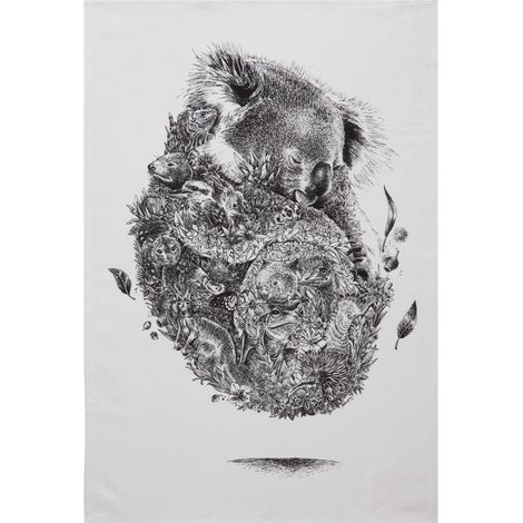 RHG Maxwell & Williams Marini Ferlazzo Serviette de cuisine de Design de Koala de 100% coton, 50 x 70 cm - White