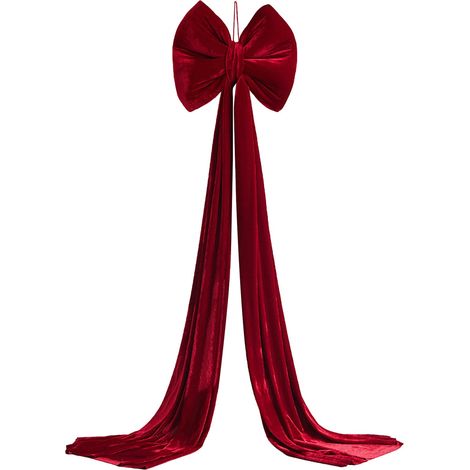 Ribbon Bow - Red Velvet Christmas Bow 280 Cm - Indoor Outdoor Holiday Decoration For Tree Topper Wreath Garland Window Staircase - 1 Piece (1/5)