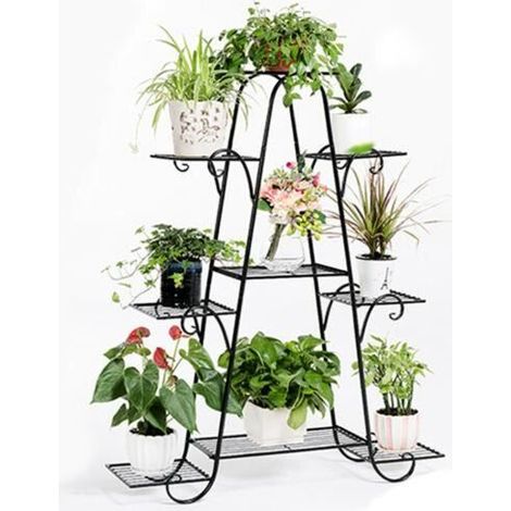 UNHO Estanterias para Plantas de Metal Soporte Escalera Macetas Decorativo 93x25x129cm