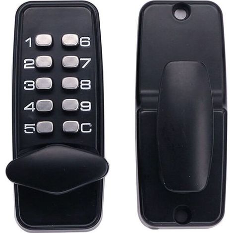 Verrou de porte à code numérique Chromé Résistant aux intempéries - Bouton de verrouillage à combinaison Serrure de porte à combinaison mécanique étanche Noir-