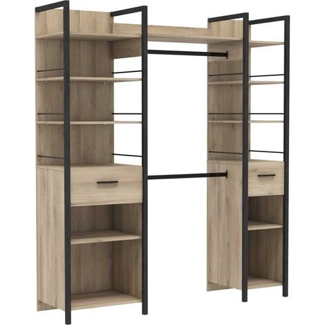 Kit dressing placard extensible - RIGA - Chene Kronberg / Noir mat - 179 x 47,9 x 207,5 cm - DEMEYERE (1/5)