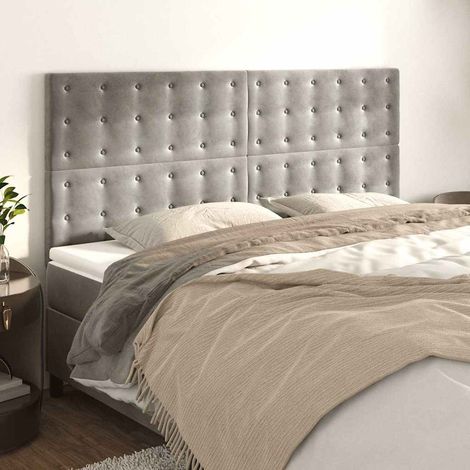 vidaXL Cabecero gris claro 180x5x118/128 cm terciopelo (1/5)