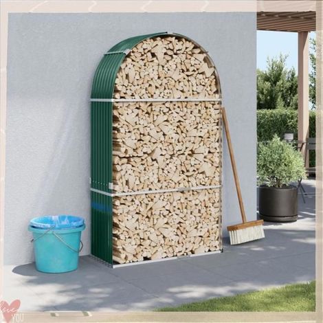 364542 Porte-bches vert 120x45x210 cm acier galvanisé (1/5)