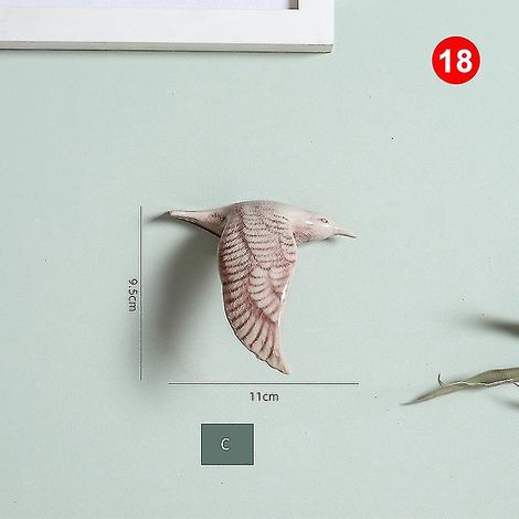 3D-Wanddekorationen aus Keramik in Vogelform – 18-teilig