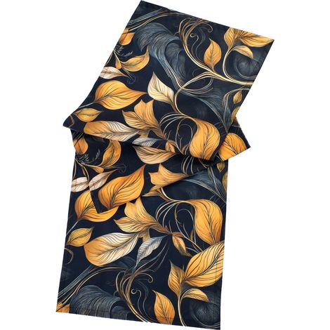 GASPER Lepuro Samt Tischläufer INSTYLE mit Print schwarz 140 x 40 cm