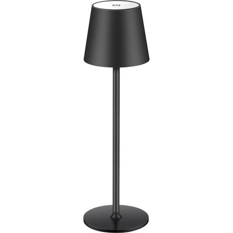 Lampada da tavolo wireless nera 10 x 10 x 38 cm, 1 LED, ricaricabile, touch, ideale per ristoranti, camere da letto e bar. (1/5)
