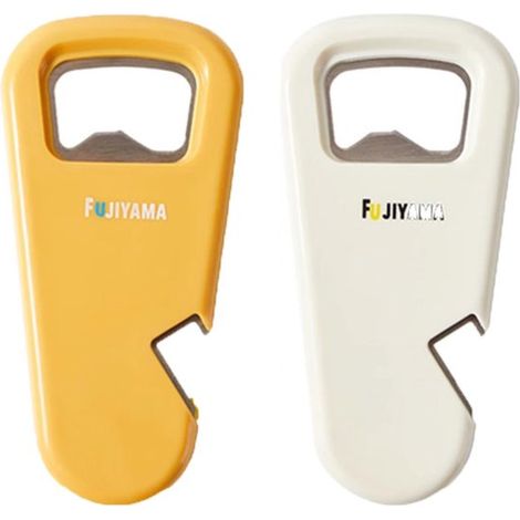 Juego de 2 piezas de abridor magnético 3 en 1 para botellas de cerveza y vino, cocinas y restaurantes, Colores: amarillo y blanco (1/5)