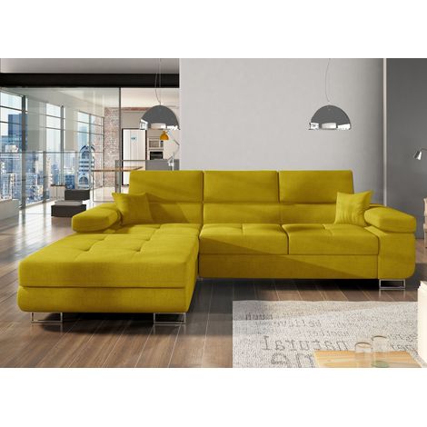 Canapé convertible d'angle gauche tissu anis Wile 280 cm (1/5)
