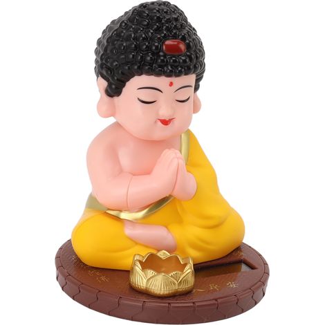Statuette de Bouddha auto-accélératrice avec panneau solaire, idéale pour la décoration de la maison ou de la voiture. (1/5)