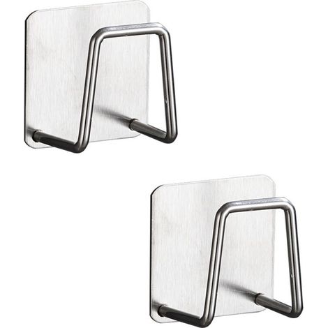 Stück Klebeschwammhalter Ohne Bohren Schwammhalter für Küchenspüle 304 Edelstahl Selbstklebende Wandhaken für Küche - Silber MUMU (1/4)