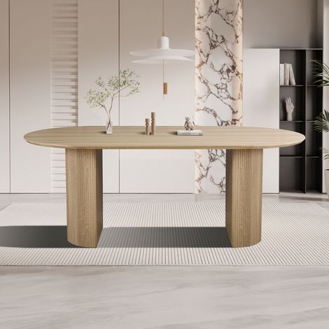 Table à manger ovale 200x100x76 cm effet chêne - SOLARIS (1/5)