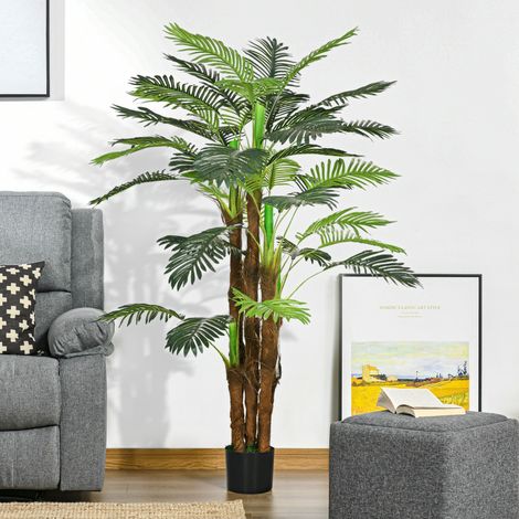 Palma artificiale da 160 cm in plastica verde con vaso, per interno ed esterno (1/5)