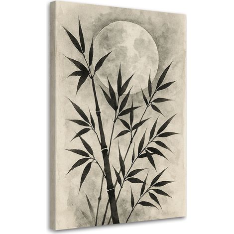Quadro su tela, Bambà¹ Luna Acquerello Seppia Natura - 80x120 (1/3)