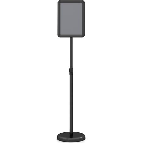 Présentoir A4 sur Pied, Support Publicitaire à Cadre Pression, Rotation 360°, Hauteur Réglable, Structure Métallique, Support Panneau, Noir (1/5)