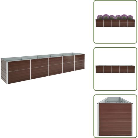 Garten-Hochbeet Verzinkter Stahl 400×80×77 cm Braun - Hochbeet - Gartenhochbeet - Stahlteich - Pflanzenbehälter - Balkonbepflanzung (1/5)