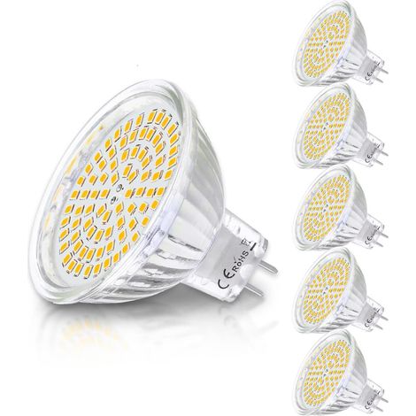 MR16 GU5.3 12V LED Bulbs, Warm White 2800K, 4W Equivalent to 40W Halogen Lamp, 450LM, 120° Angle, Non Dimmable LED Spot Light Bulbs, Pack of 6 (1/5)