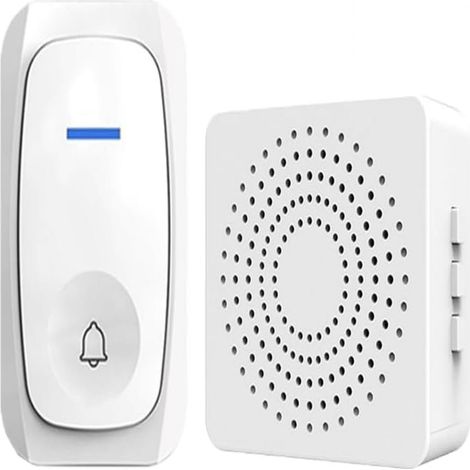 Sonnette Sans Fil - Auto-Alimentée - Portée 300 M - IP66 Étanche - 2 Récepteurs - 60 Mélodies - 5 Niveaux Volume - Pour Porte d'Entrée (1/5)