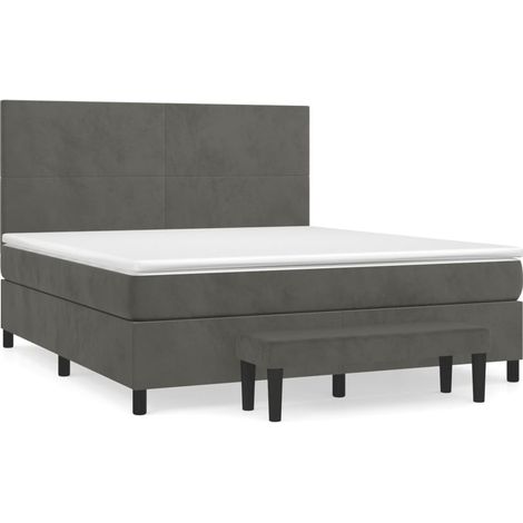 Maison Exclusive - Giroletto a Molle con Materasso Grigio Scuro 160x200 cm Velluto (1/5)