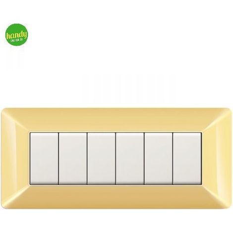Placca da 6 moduli Easy Elettrocanali in plastica giallo pastello