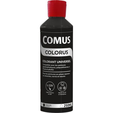 Comus – Colorant universel noir 250ml – Pour peinture à l'eau et solvantée – Ne modifie pas l'aspect – Fabrication française