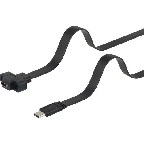 Renkforce USB-Kabel USB 3.2 Gen1 USB-C® Stecker, USB-C® Buchse 0.50 m Schwarz schraubbar, hochflexi (1/3)