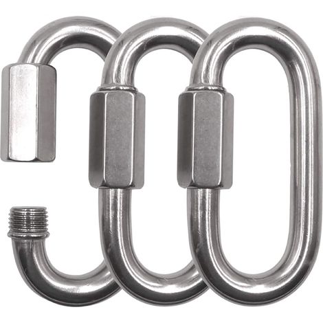 Lot de 3 mousquetons à vis M8 en Acier Inoxydable - Maillon d'urgence à vis (1/5)