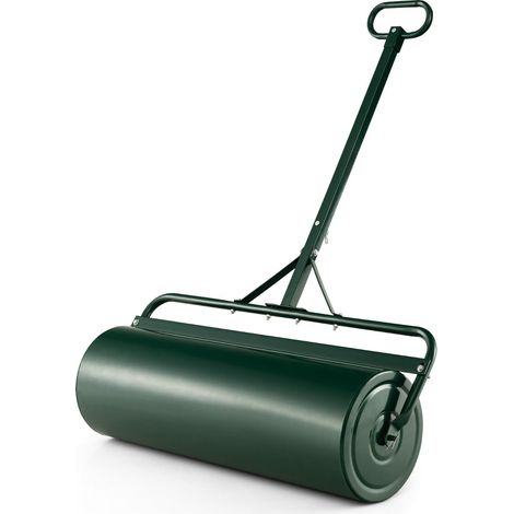 Rullo per prato da giardino 99 x 30 x 137 cm grande capacità 63L leggero e pratico metallo verde 200018463