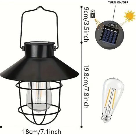 1 lampe solaire suspendue, lampe décorative suspendue, lampe d'éclairage solaire paysagère, idéale pour les patios et les terrasses.-AquaForge (1/4)