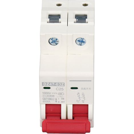 Disjoncteur miniature DZ47-63Z C25 DC 1000V 2P pour systèmes photovoltaïques solaires, 25 A, montage sur rail DIN, pouvoir de coupure basse tension 6000 A (1/5)