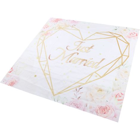 Fond de scène romantique en polyester, installation rapide, motif cœur pour mariage et fiançailles, avec boîte cadeau. (1/5)