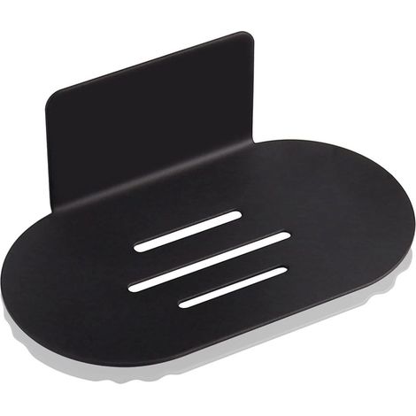 Selbstklebende, bohrfreie Seifenschale zur Wandmontage, Edelstahl, Seifenhalter für Bad/Küche, geeignet für Schwämme, Bürsten, Seife, schwarz. (1/4)