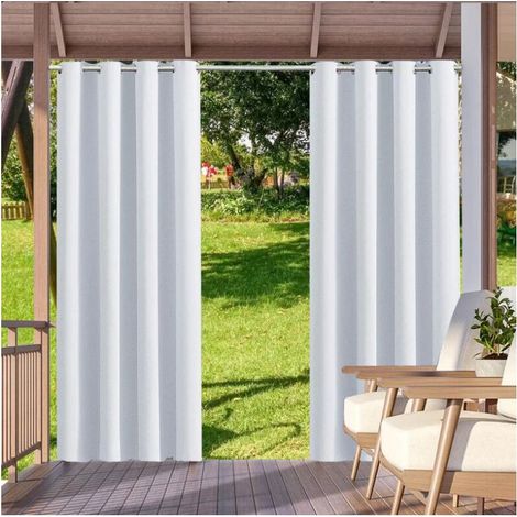 1 Panneau Rideau Extérieur Et Intérieur Bloquant Le Soleil Rideaux à Œillets D'Intimité Pour Pergola Porche Pavillon Jardin Pelouse Couloir, 132213Cm, Blanc (1/5)