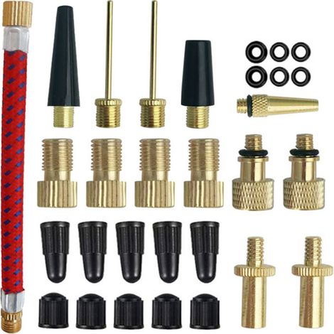 30 Stück Fahrradpumpenadapter, Fahrradventiladapter-Set, Fahrradpumpendüse mit Dichtungswelle, für Fahrradpumpe, Kompressorpumpen
